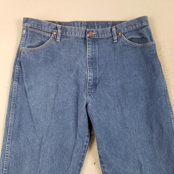 Wrangler Jeans Mens 40x34 Blue Cowboy Cut Original Fit Straight Leg Denim 13MWZ - Picture 2 of 13